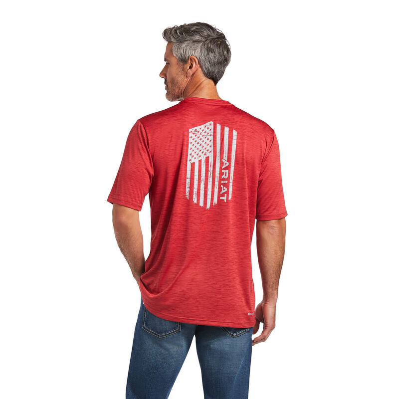 Ariat T-Shirts Herren - Charger Vertical Flag Rot ( CIDXY-2503 )